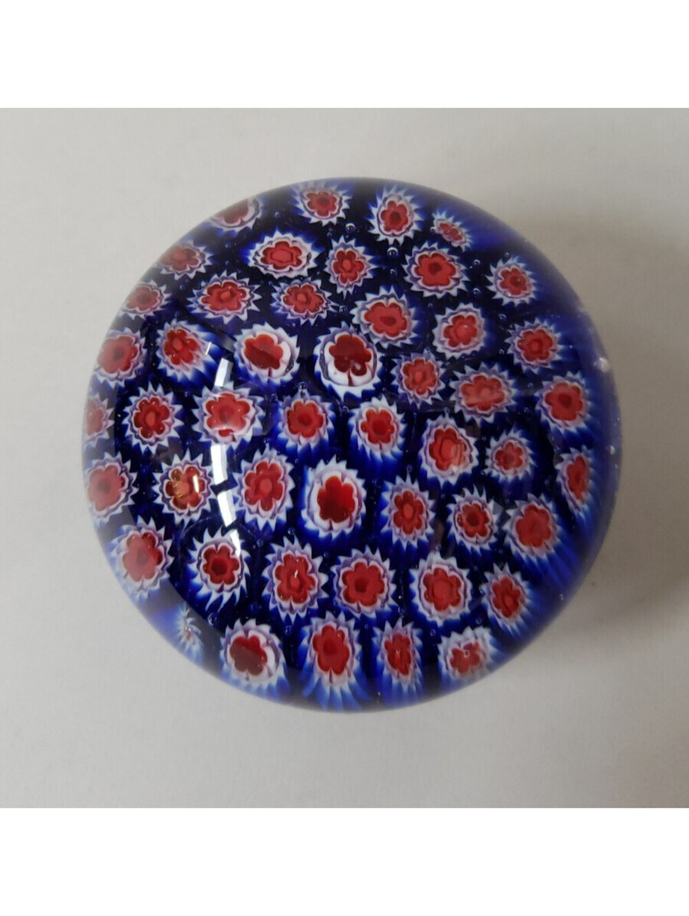 SDS Seapoot Blown Glass Paperweight Millefiori Red White Blue Americana